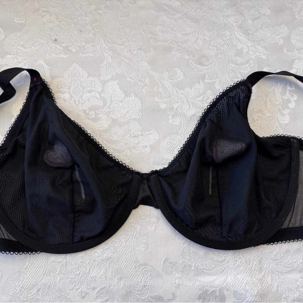 Victoria’s Secret Tease 38DDD Unlined Demi Bra Black‎ Heart Lollipop Sexy Bow - Picture 6 of 14